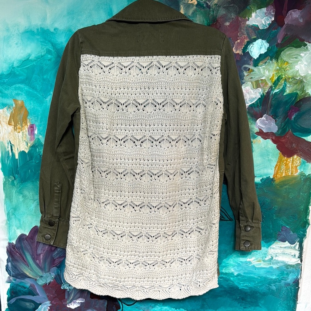 Anthropology Olive Green Lace-Back Women's Jacket